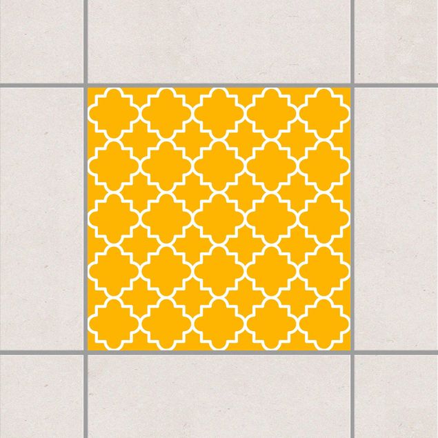 Tile sticker - Traditional Quatrefoil Melon Yellow
