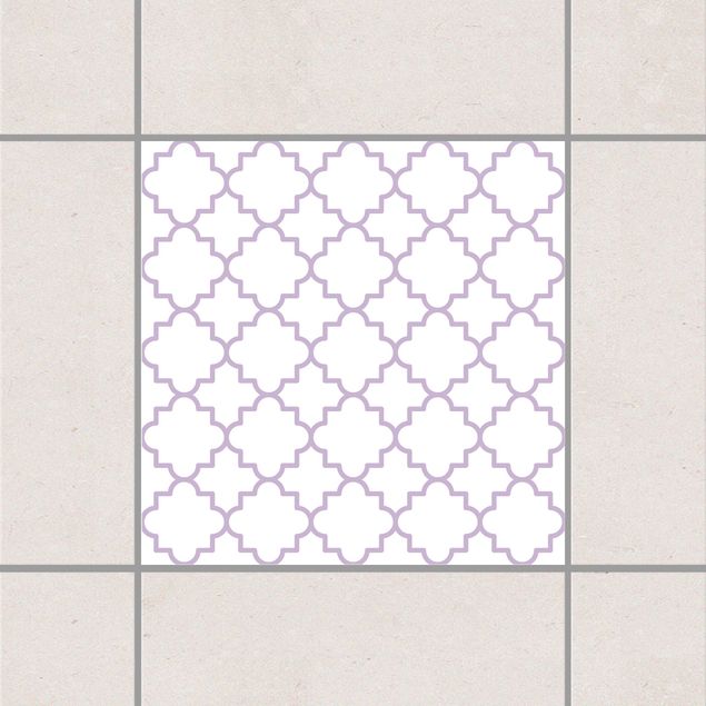 Tile sticker - Traditional Quatrefoil White Lavender
