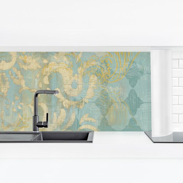 Kitchen wall cladding - Moroccan Collage In Gold And Turquoise