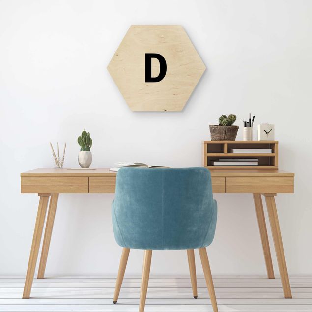 Wooden hexagon - Letter White D