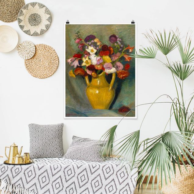 Poster - Otto Modersohn - Colourful Bouquet in Yellow Clay Jug