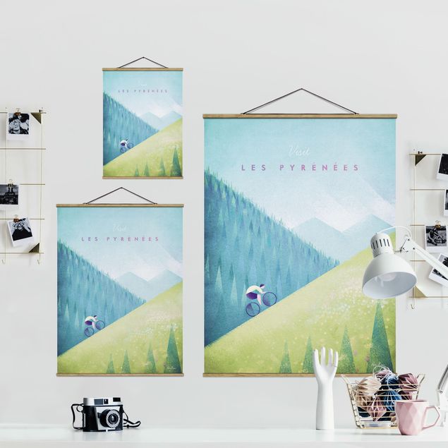Fabric print with poster hangers - Travel Poster - The Pyrenees