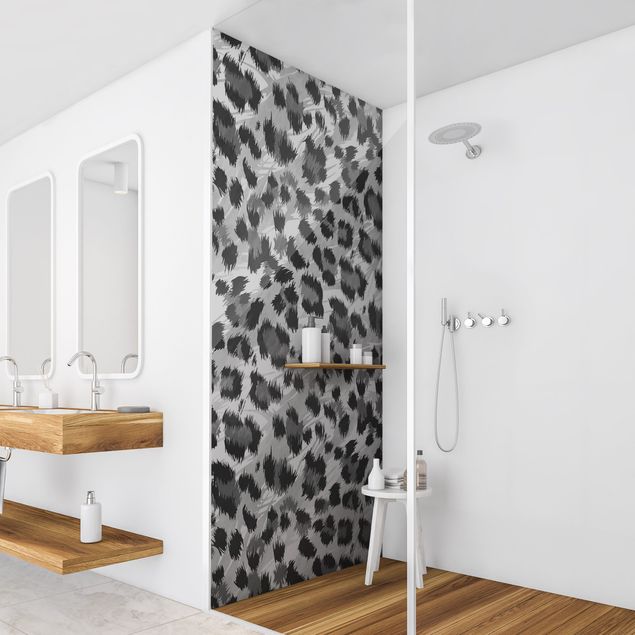 Shower panels Leopard Print With Watercolour Pattern In Grey