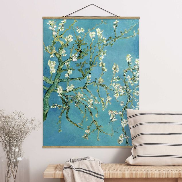 Fabric print with poster hangers - Vincent Van Gogh - Almond Blossoms