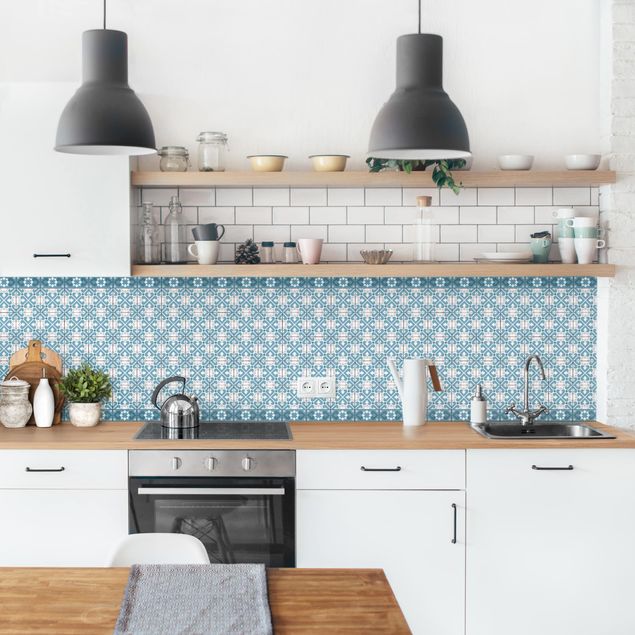 Kitchen splashbacks Geometrical Tile Mix Hearts Blue Grey