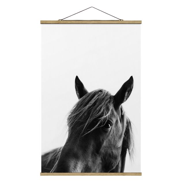 Fabric print with poster hangers - Curious Horse