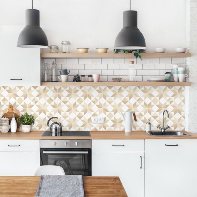 Kitchen splashback tiles Star Shaped Tiles - Beige