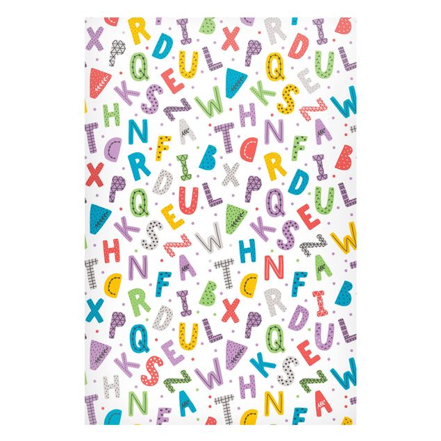 Magnetic memo board - Alphabet With Hearts And Dots In Colourful