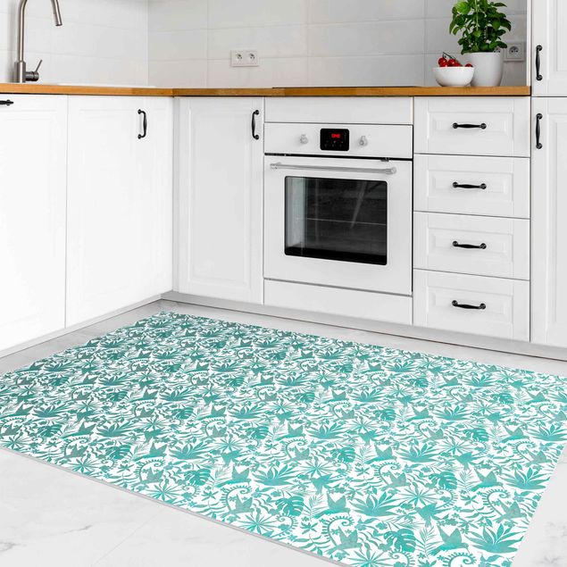 modern area rugs Watercolour Hummingbird And Plant Silhouettes Pattern In Turquoise