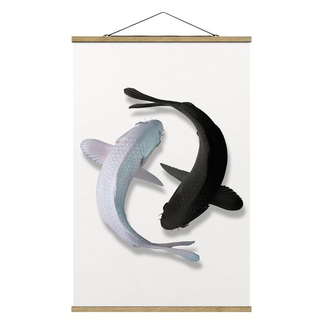 Fabric print with poster hangers - Fish Ying Yang