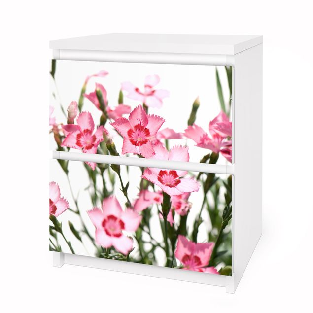 Adhesive film for furniture IKEA - Malm chest of 2x drawers - Pink Flowers