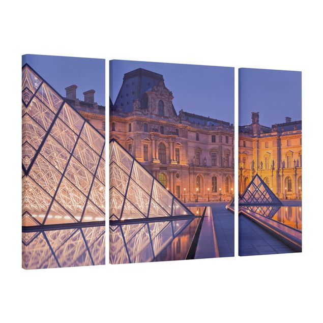 Print on canvas 3 parts - Louvre Paris At Night