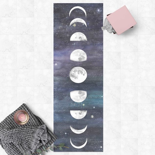 Balcony rugs Moon Phases In Watercolour