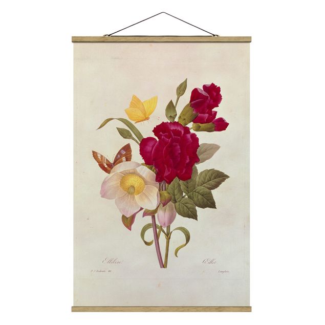 Fabric print with poster hangers - Pierre Joseph Redoute - Hellebore