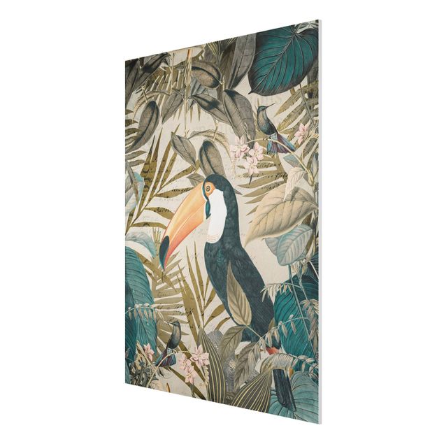 Print on forex - Vintage Collage - Toucan In The Jungle