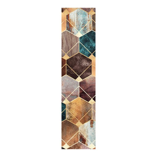 Sliding panel curtain - Turquoise Geometry Golden Art Deco