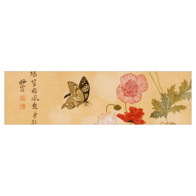Kitchen wall cladding - Yuanyu Ma - Poppy Flower And Butterfly