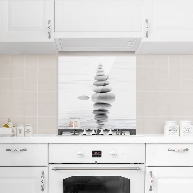 Glass splashback art print Stone Tower In The Water Black And White