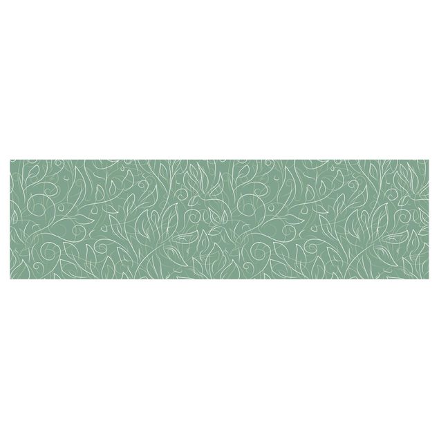 Kitchen wall cladding - Wild Plant Pattern On Green Backdrop