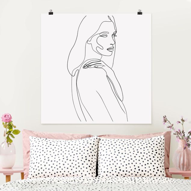 Poster - Line Art Woman's Shoulder Black And White