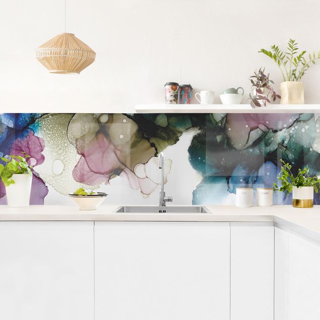 Kitchen splashback abstract Floral Arches With Gold