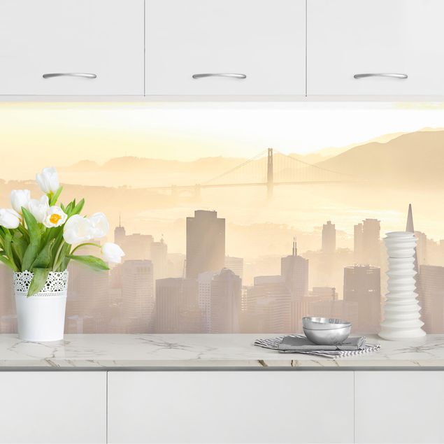 Kitchen splashback architecture and skylines Dawn In San Francisco