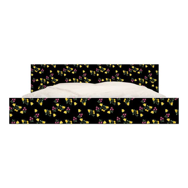 Adhesive film for furniture IKEA - Malm bed 180x200cm - Mille Fleurs Pattern