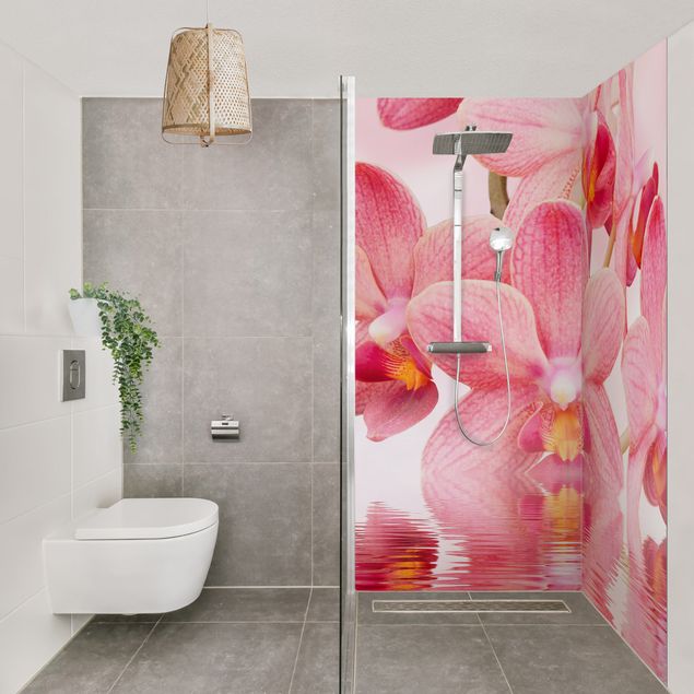 Shower wall cladding - Light Pink Orchid On Water