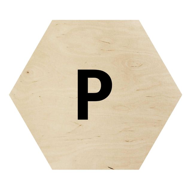 Wooden hexagon - Letter White P