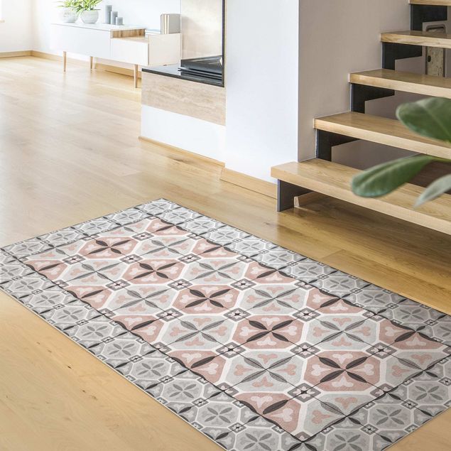 Outdoor rugs Moroccan Tiles Flower Petals With Tile Frame