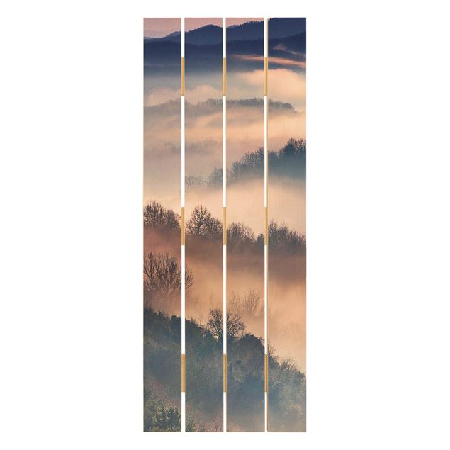 Print on wood - Fog At Sunset