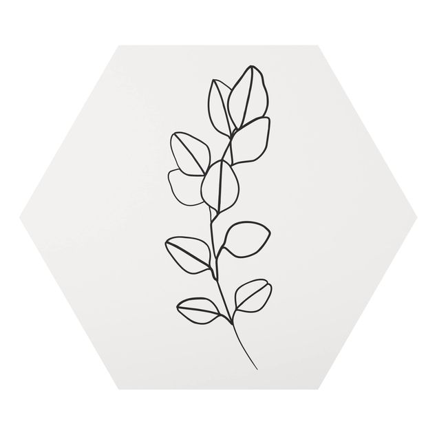 Forex hexagon - Line Art Branch Leaves Black And White