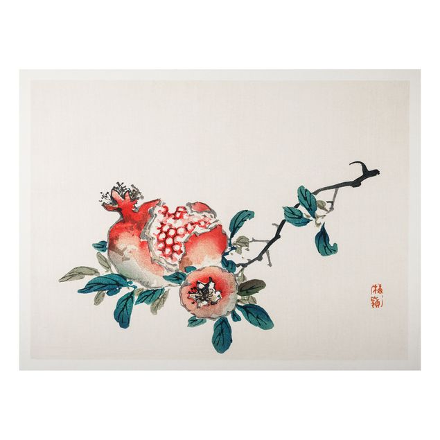 Print on aluminium - Asian Vintage Drawing Pomegranate