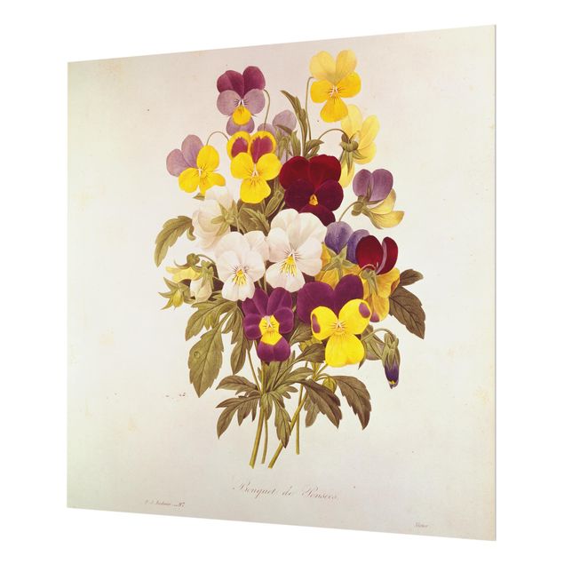Glass Splashback - Pierre Joseph Redoute - A Bunch Of Pansies - Square 1:1