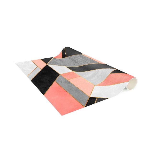 Abstract rugs Geometry Pink And Gold