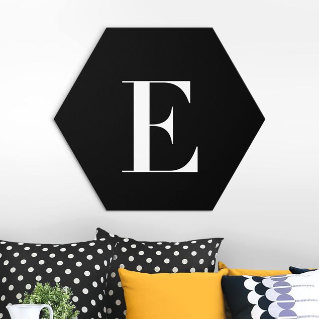 Alu-Dibond hexagon - Letter Serif Black E