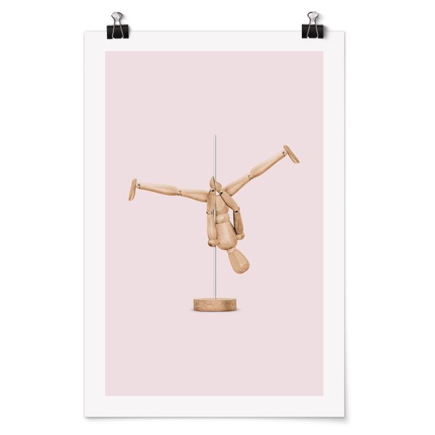 Poster art print - Pole Dance With Wooden Figure