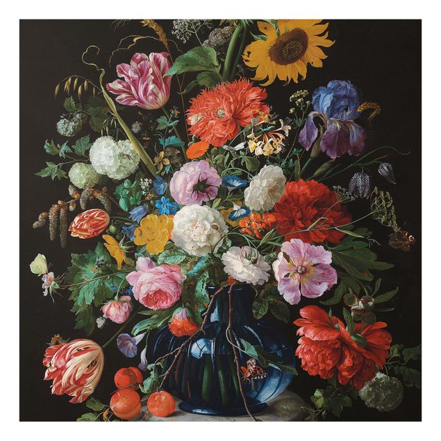 Glass Splashback - Jan Davidsz De Heem - Glass Vase With Flowers - Square 1:1