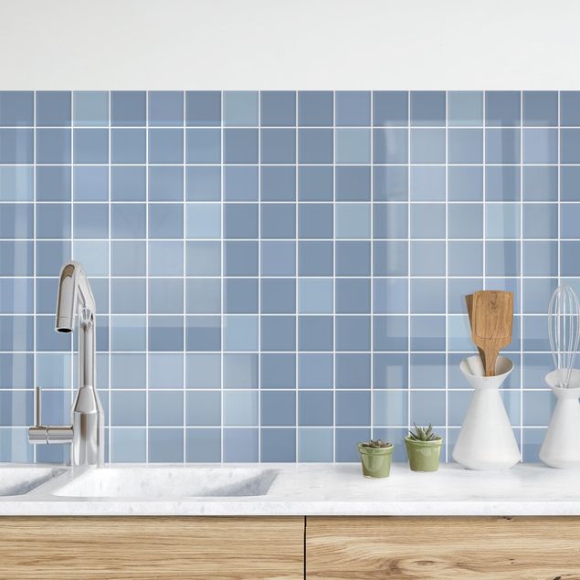 Kitchen splashback plain Mosaic Tiles - Light Blue