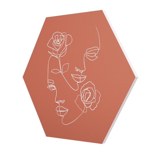 Forex hexagon - Line Art Faces Women Roses Copper