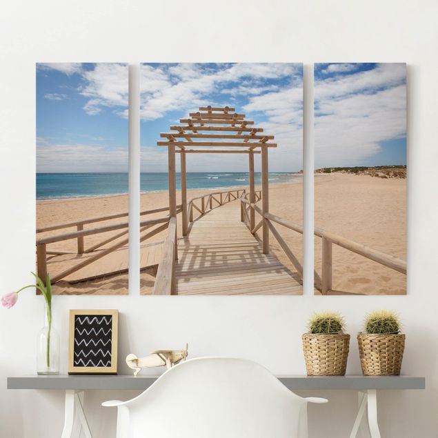 Print on canvas 3 parts - Beach Path To The Sea In Andalusia