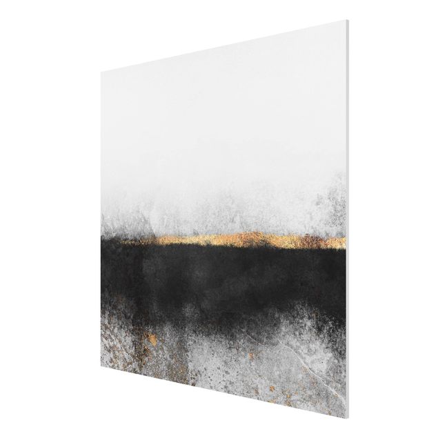 Print on forex - Abstract Golden Horizon Black And White
