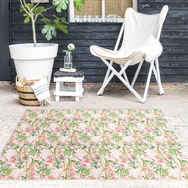 contemporary rugs Pink Cockatoos With Flowers