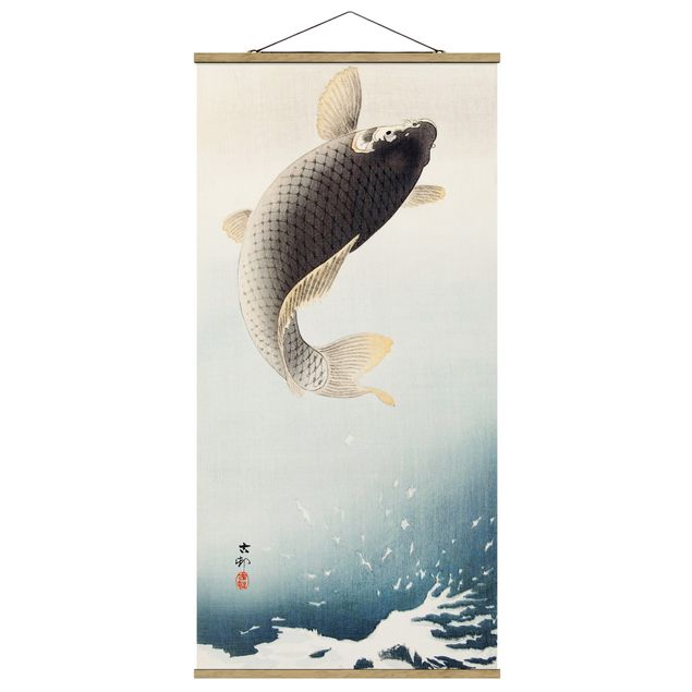 Fabric print with poster hangers - Vintage Illustration Asian Fish II