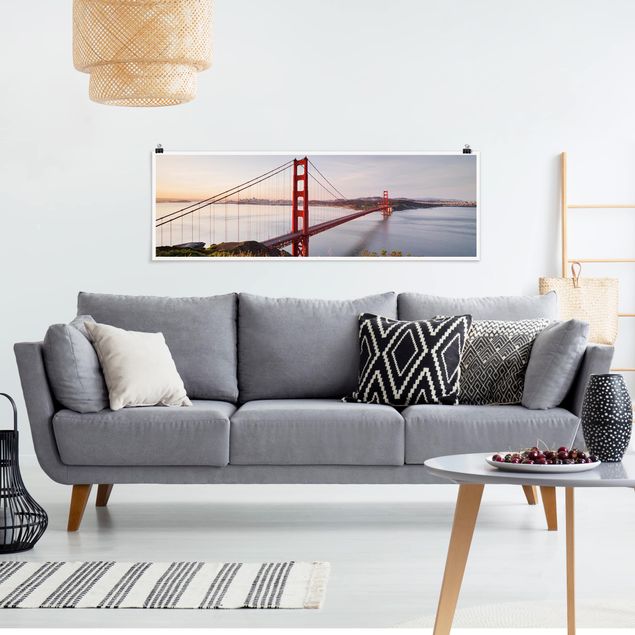 Panoramic poster architecture & skyline - Golden Gate Bridge In San Francisco