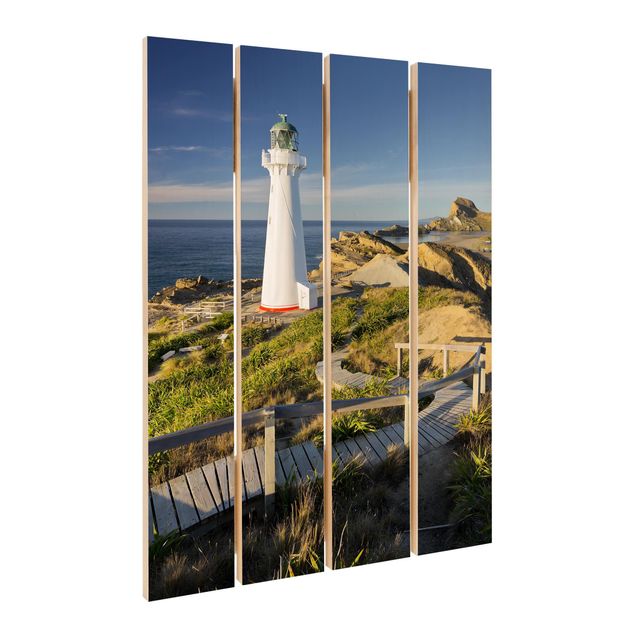 Print on wood - Castle Point Lighthouse New Zealand