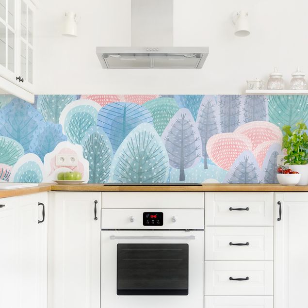 Kitchen wall cladding - Happy Forest In Pastel
