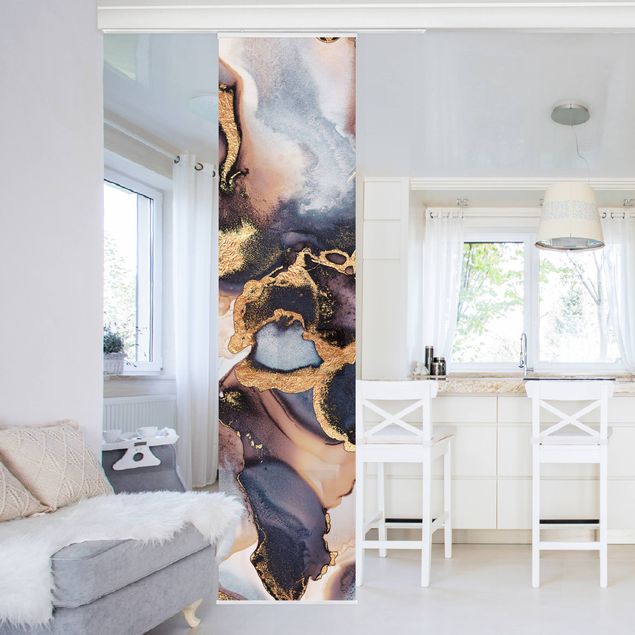 Sliding panel curtain - Marble Watercolour With Gold
