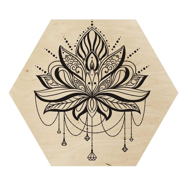 Wooden hexagon - Lotus With Chains