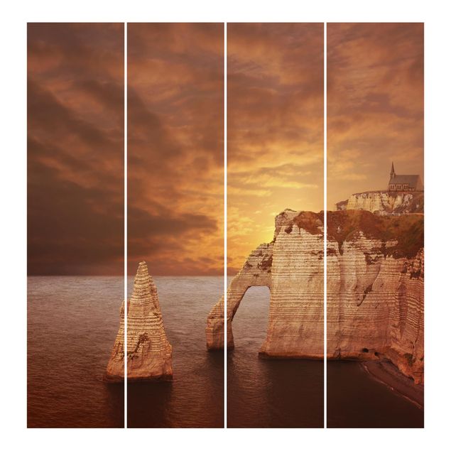 Sliding panel curtains set - Etretat Sunset Cliffs
